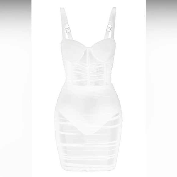 Miami Mesh Mini Dress - White - Picture 2 of 3